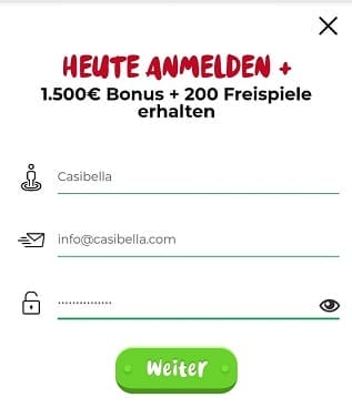 Registrierung im Casoola Casino