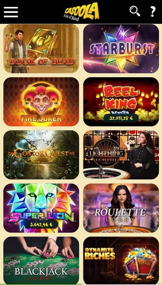 Casoola Casino Spielangebot