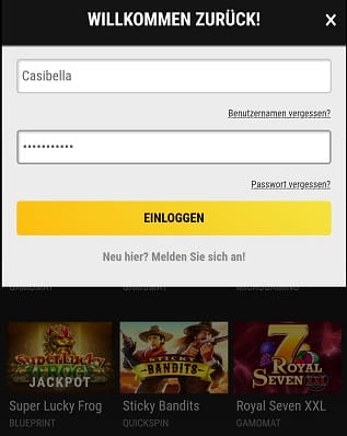 anmeldung im vips casino