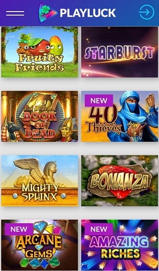 Playluck Casino Spiele