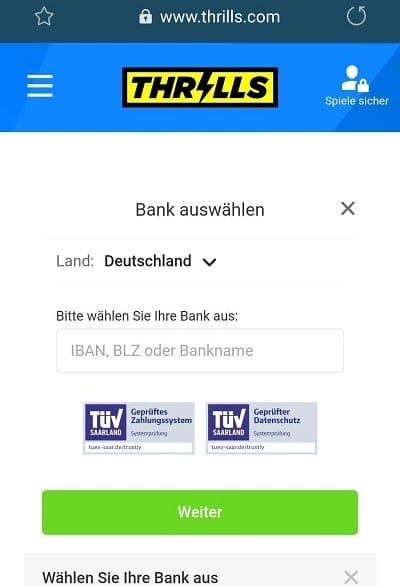 Trustly Einzahlung Schritt 2