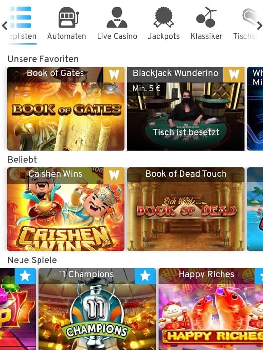 wunderino casino spiele