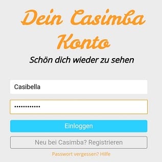 casimba anmeldung login