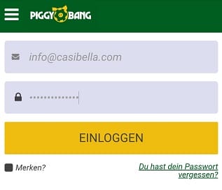 piggy bang login anmeldung