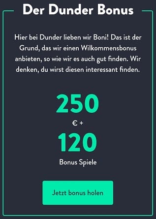 dunder casino bonus