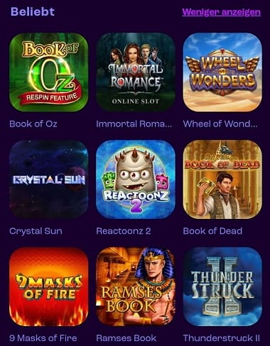 Wheelz Casino Spiele
