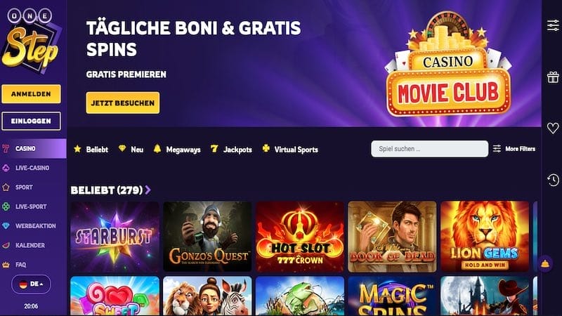 Onestepcasino Webseite