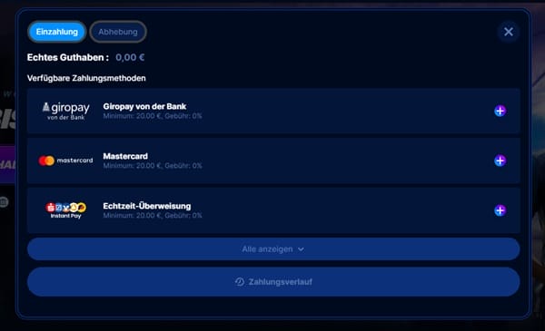 Einzahlung im Autoplay Online Casino