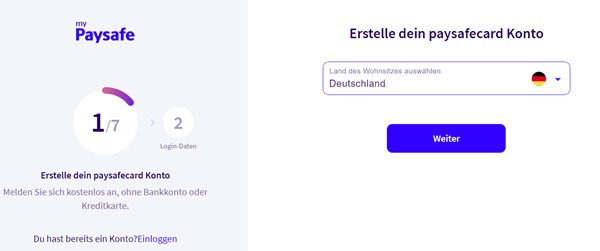 MyPaysafe Registrierung