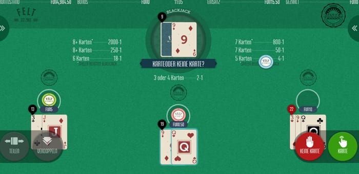 aktionswahl bei buster blackjack