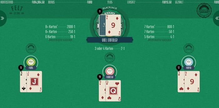 buster blackjack kartenerhalt